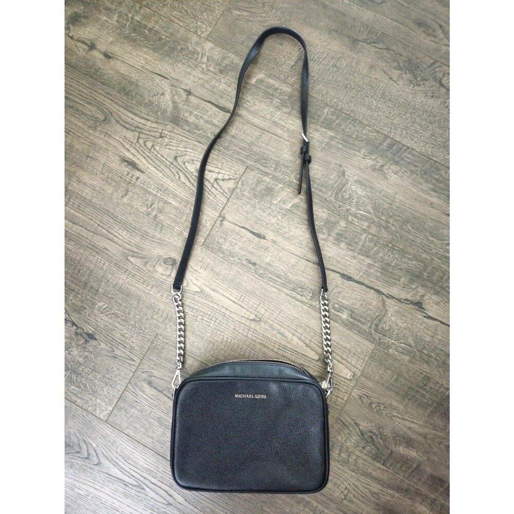 Michael Kors Ginny Camera Bag Leather Cross-body Silver Tone Hardware